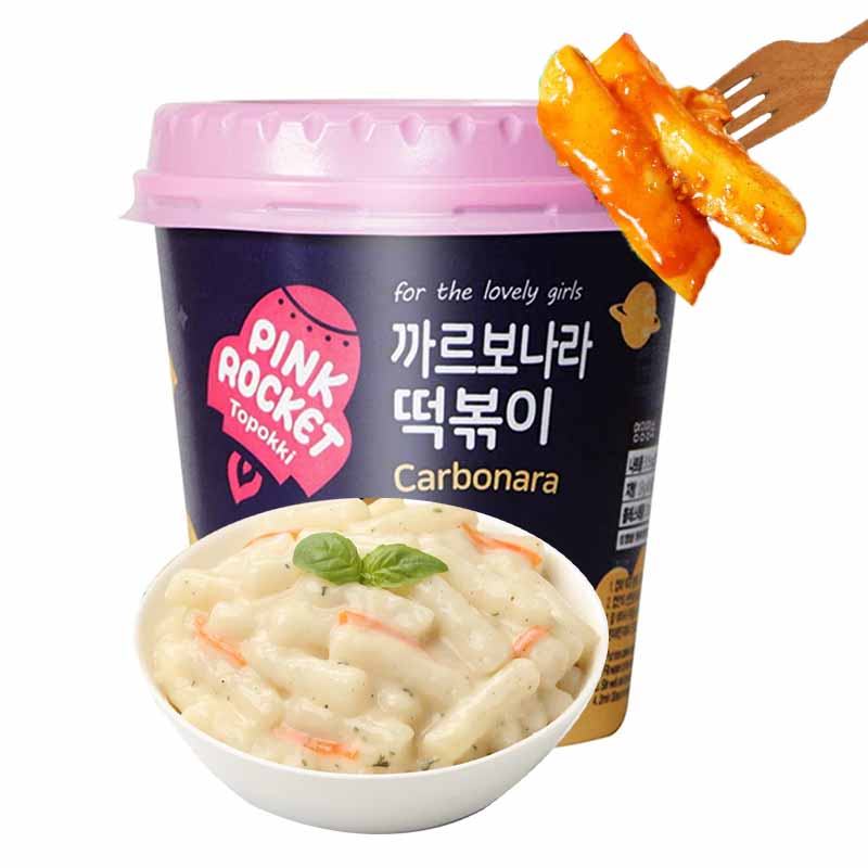 Tteokbokki Coreano instantáneo 140grs | Carbonara | Pink Rocket