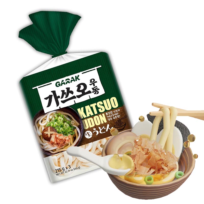 3 Raciones Fideos Udon Frescos Coreanos Picantes de Katsuo| Garak