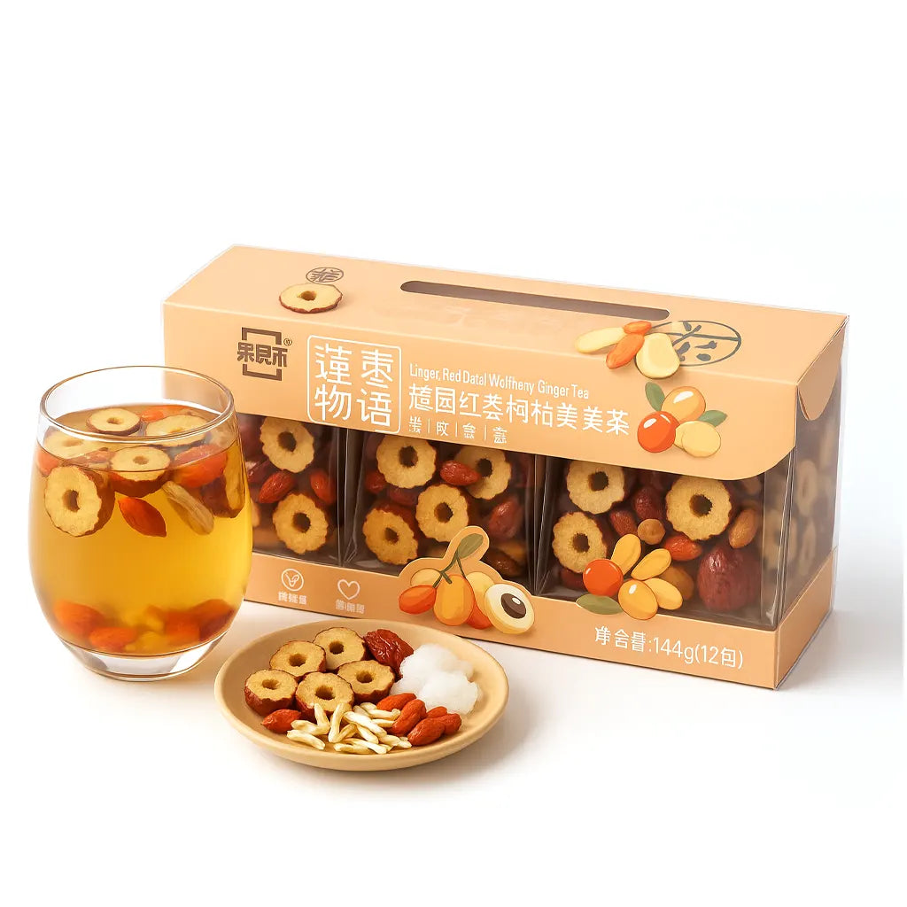 Té Premium de Longan, Dátiles Rojos, Bayas de Goji y Jengibre 144grs